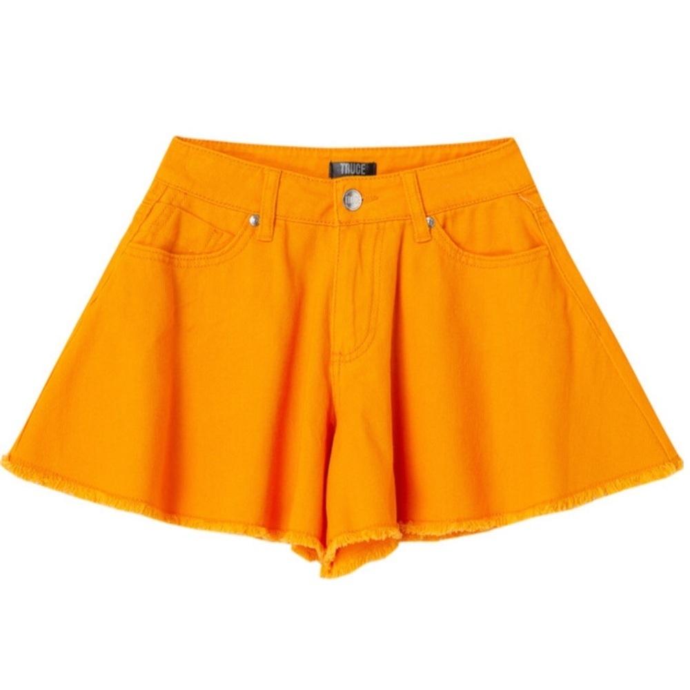 Truce Orange Flare Cutoff Denim Shorts Size 14